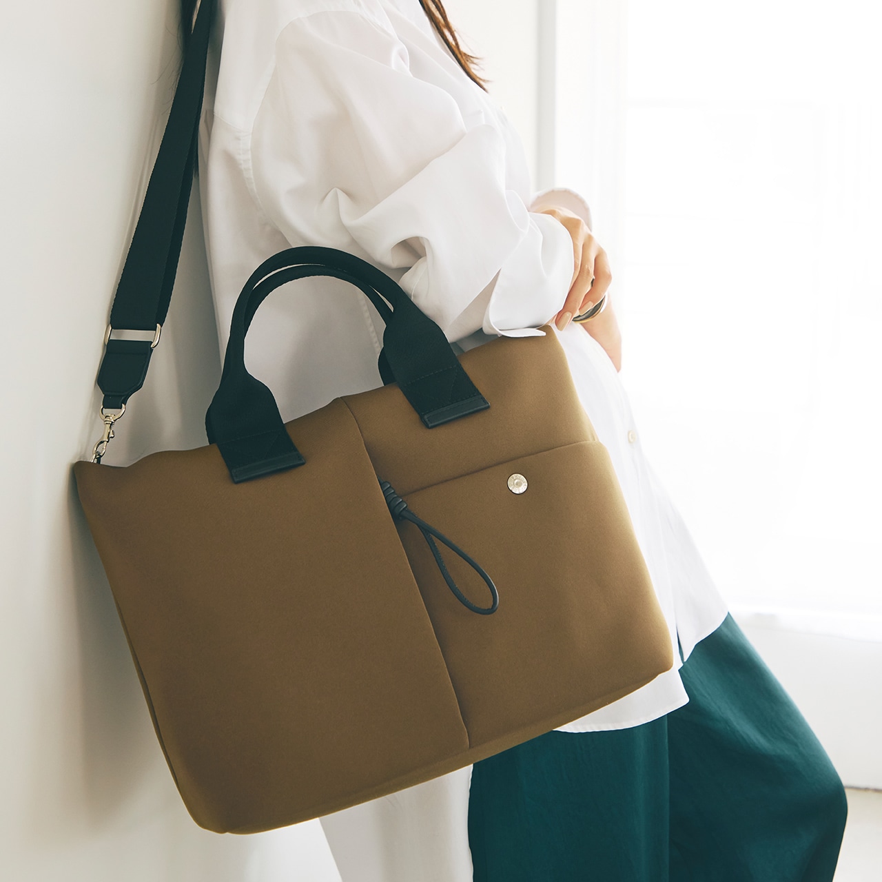 SORT ソート ネオプレン 2way A4 トートバッグ カーキブラウン FREE