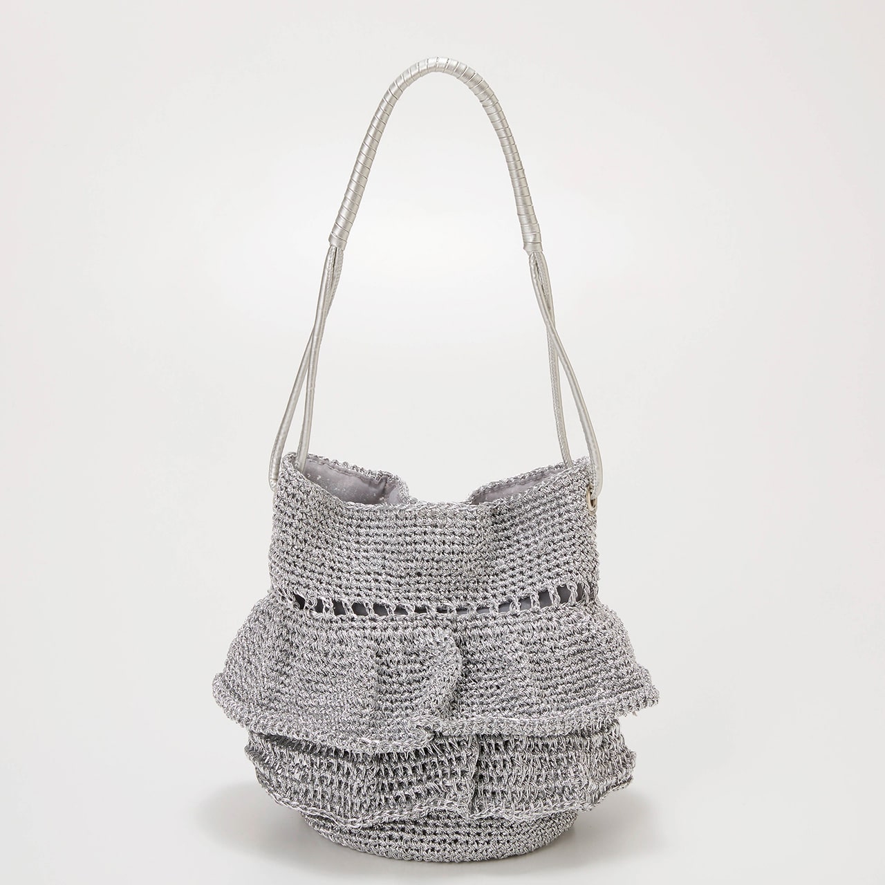 【TREASURE TOPKAPI】メタルコード フリル ショルダーバッグ シャンパン FREE