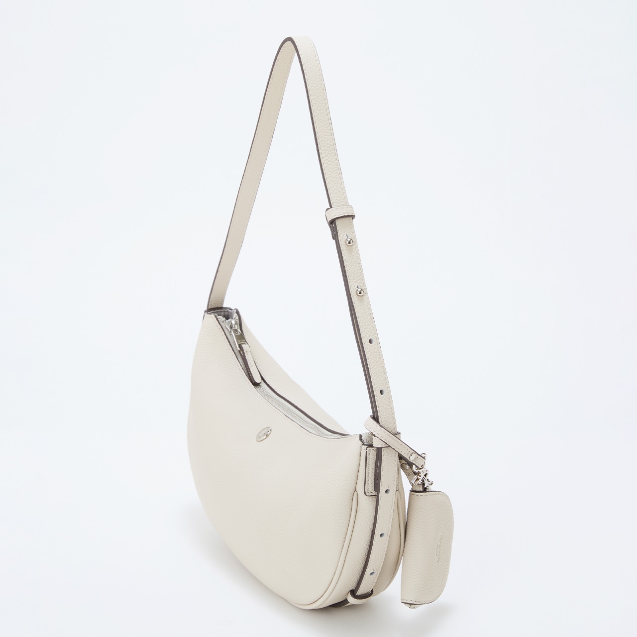 シュリンクレザー ハーフムーン ショルダーバッグ / チャーム付き オフ FREE