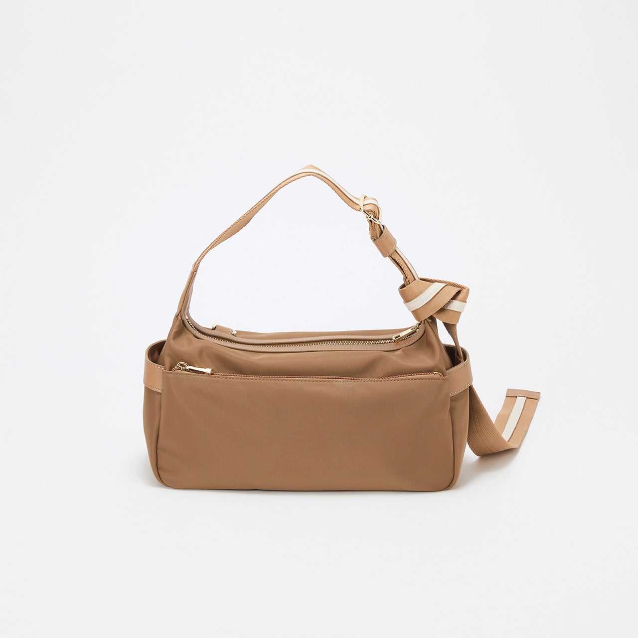 【TREASURE TOPKAPI】ナイロン ストライプ ベルト ショルダー バッグ キャメル FREE