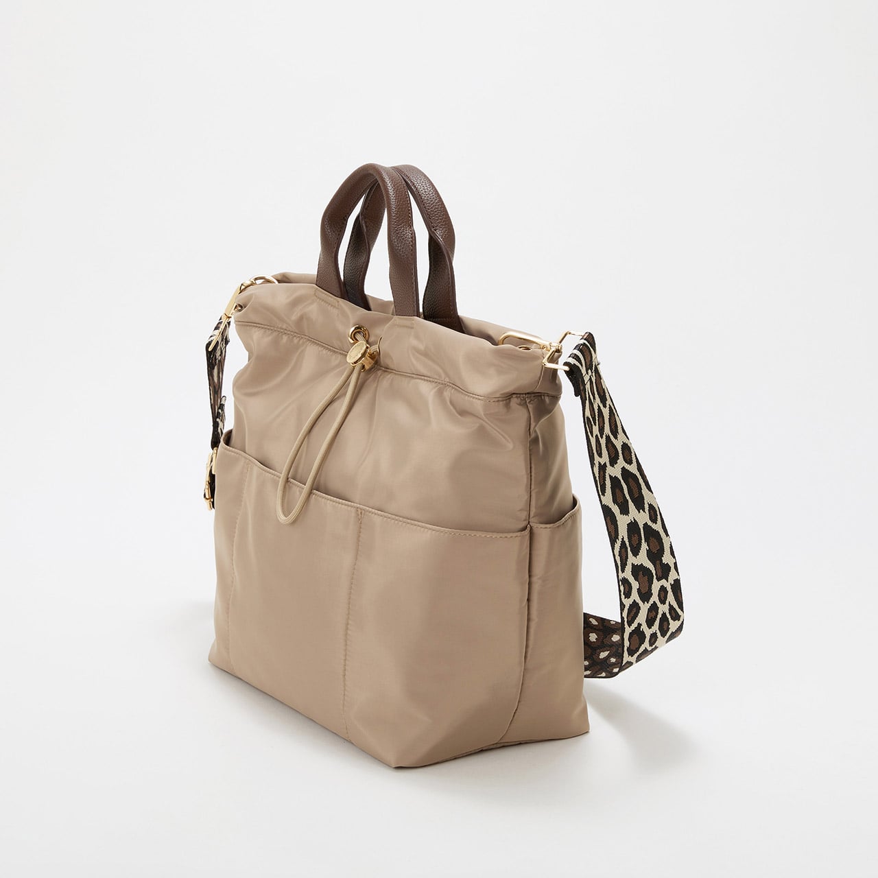 【TREASURE TOPKAPI】ナイロン パターンベルト付き 2way トートバッグ / 8ポケット ベージュ FREE