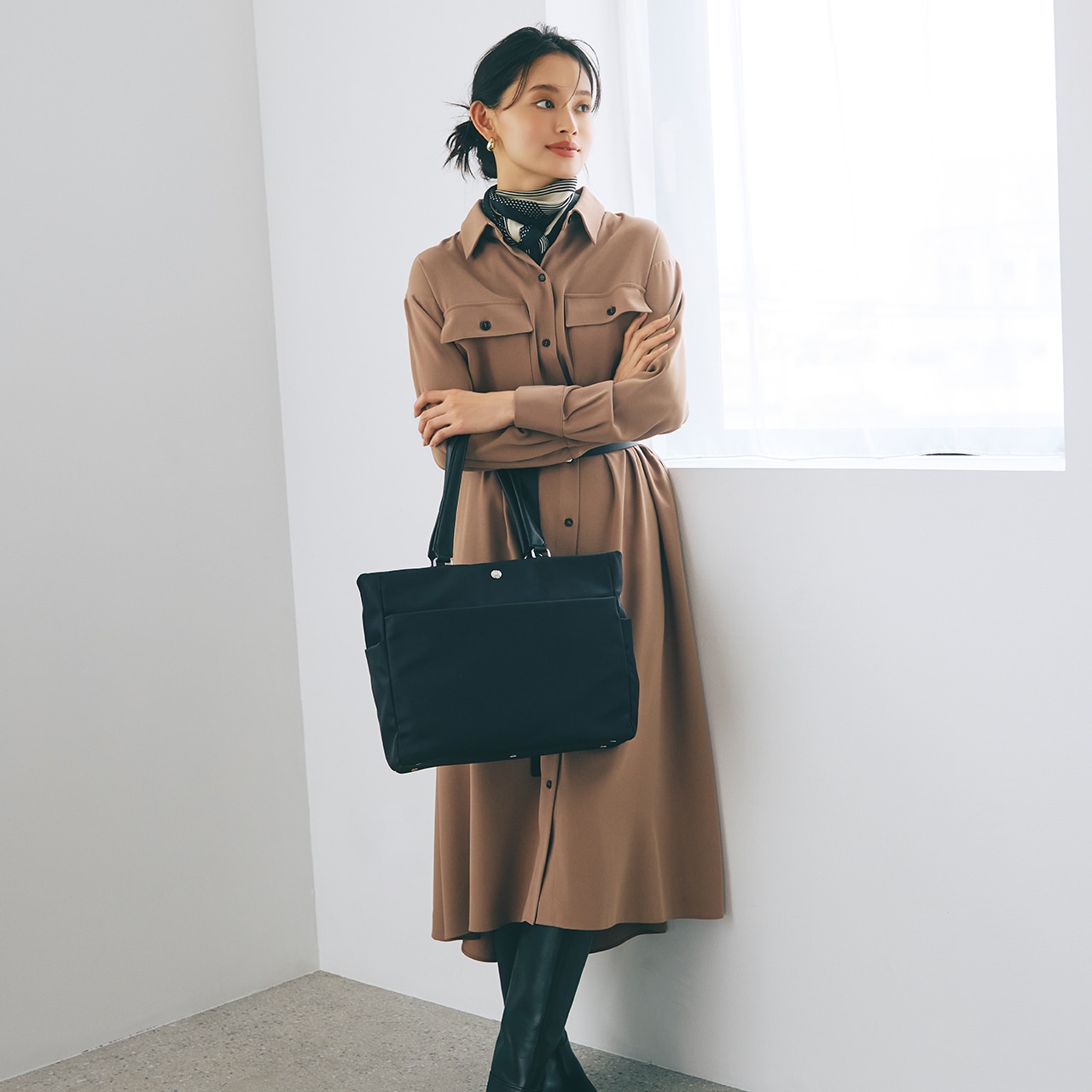 【Breath TOPKAPI】ナイロン 多機能 A4 トートバッグ / 撥水 ブラック FREE