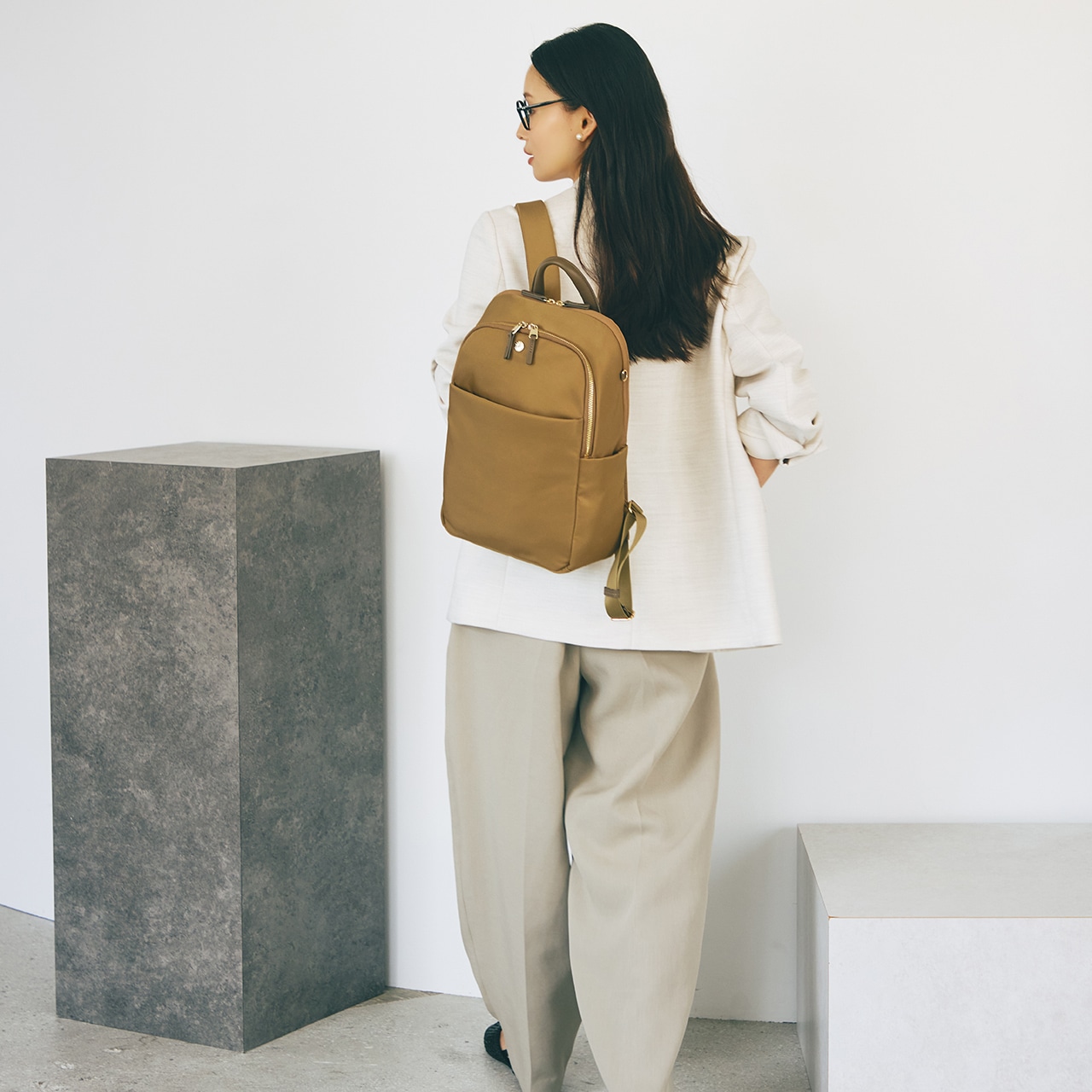 【Breath TOPKAPI】ナイロン 多機能リュック / 撥水 / PC対応 キャメル FREE