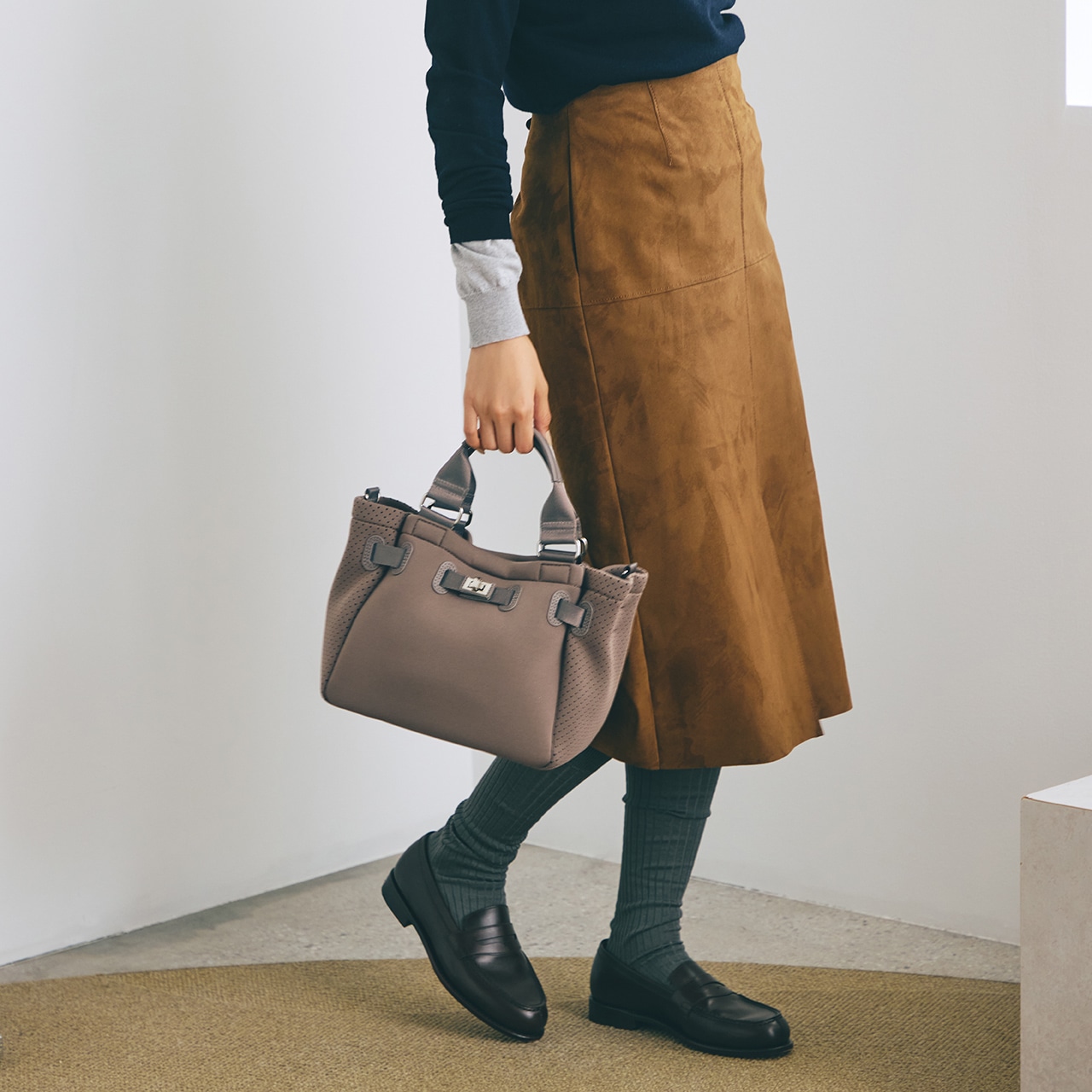 【TREASURE TOPKAPI】ネオプレン 2way ミニ トートバッグ ブラウン FREE