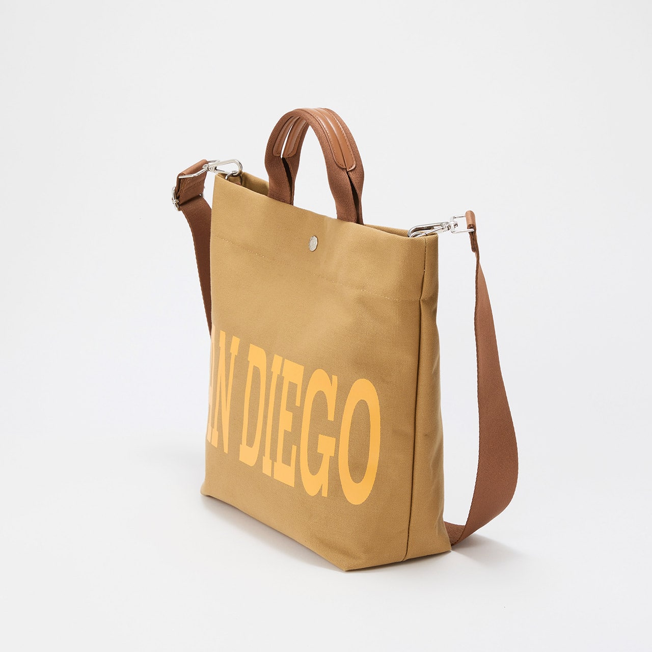 【Breath TOPKAPI】シティ プリント キャンバス スクエアトートバッグ / ショルダー付き ブラウン FREE