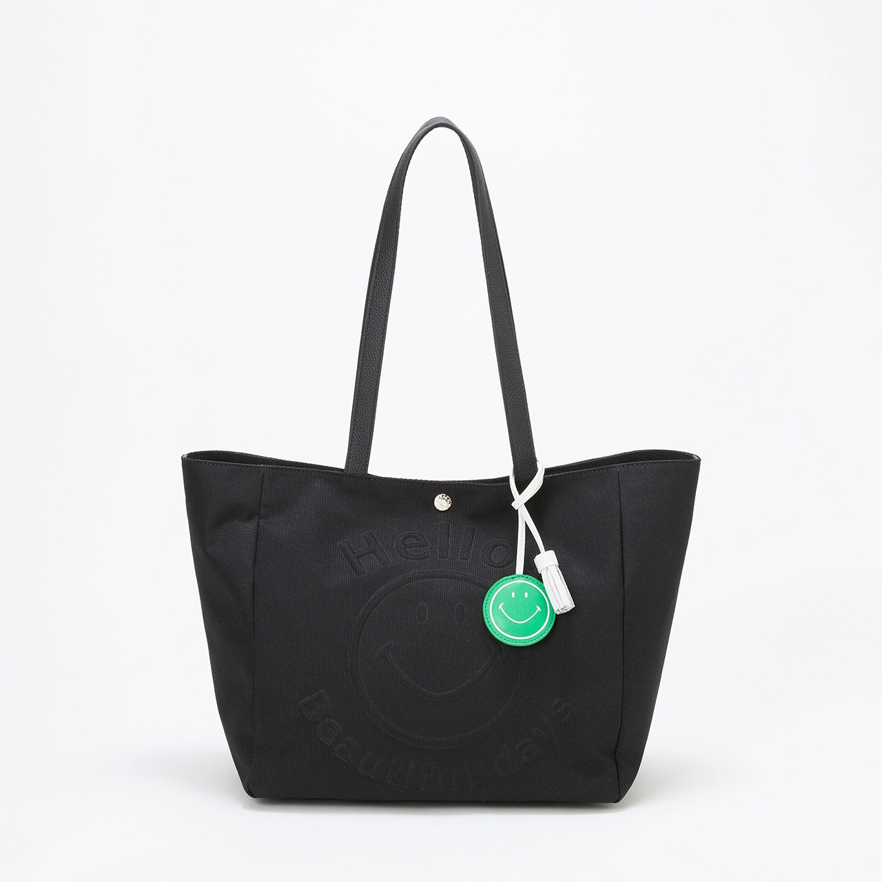 【Breath TOPKAPI】SMILE COLLECTION エンボス スマイル ビッグ トートバッグ /スマイルチャーム付き ベージュ FREE