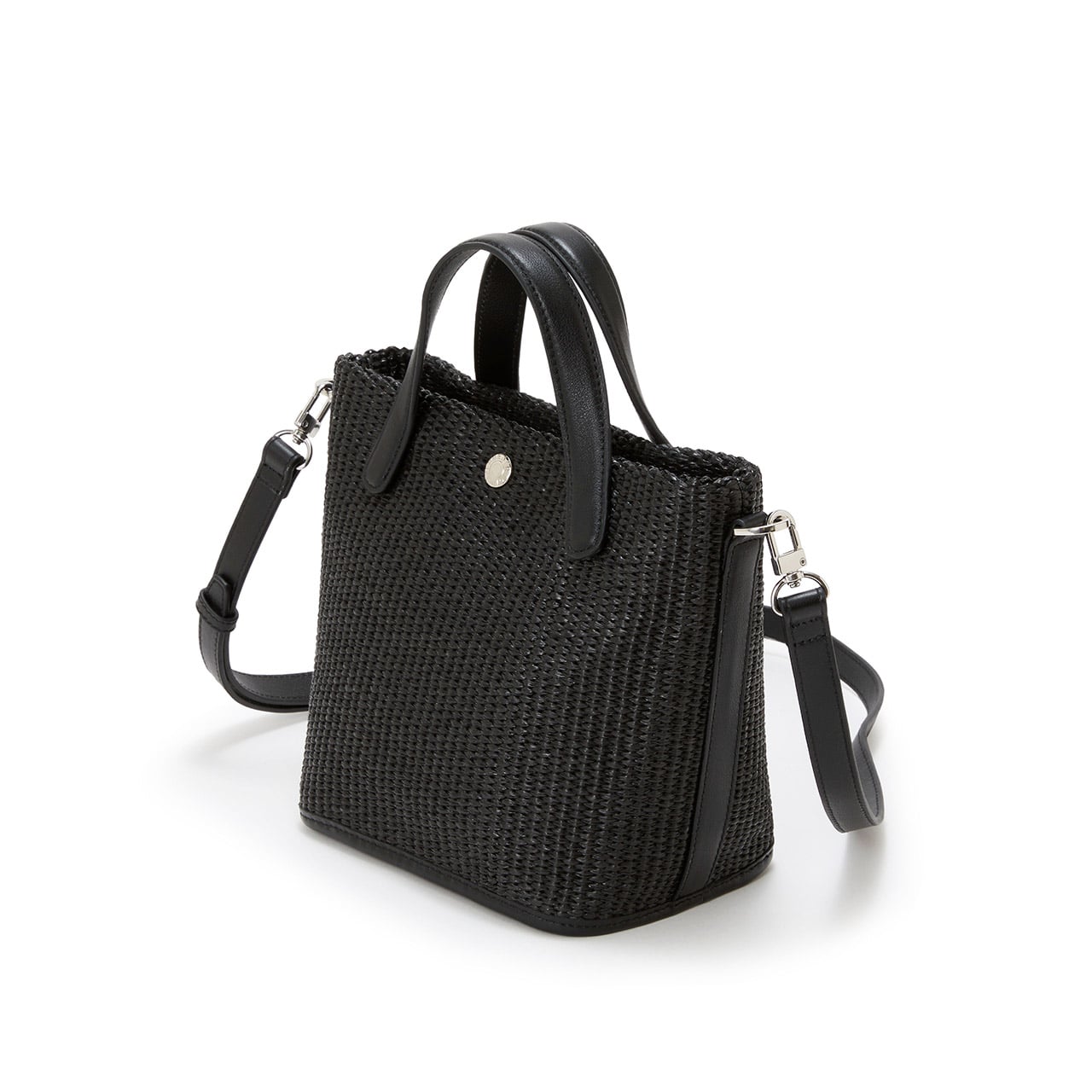 【Breath TOPKAPI】レザーハンドル ショルダー付き トート カゴバッグ ホワイト FREE