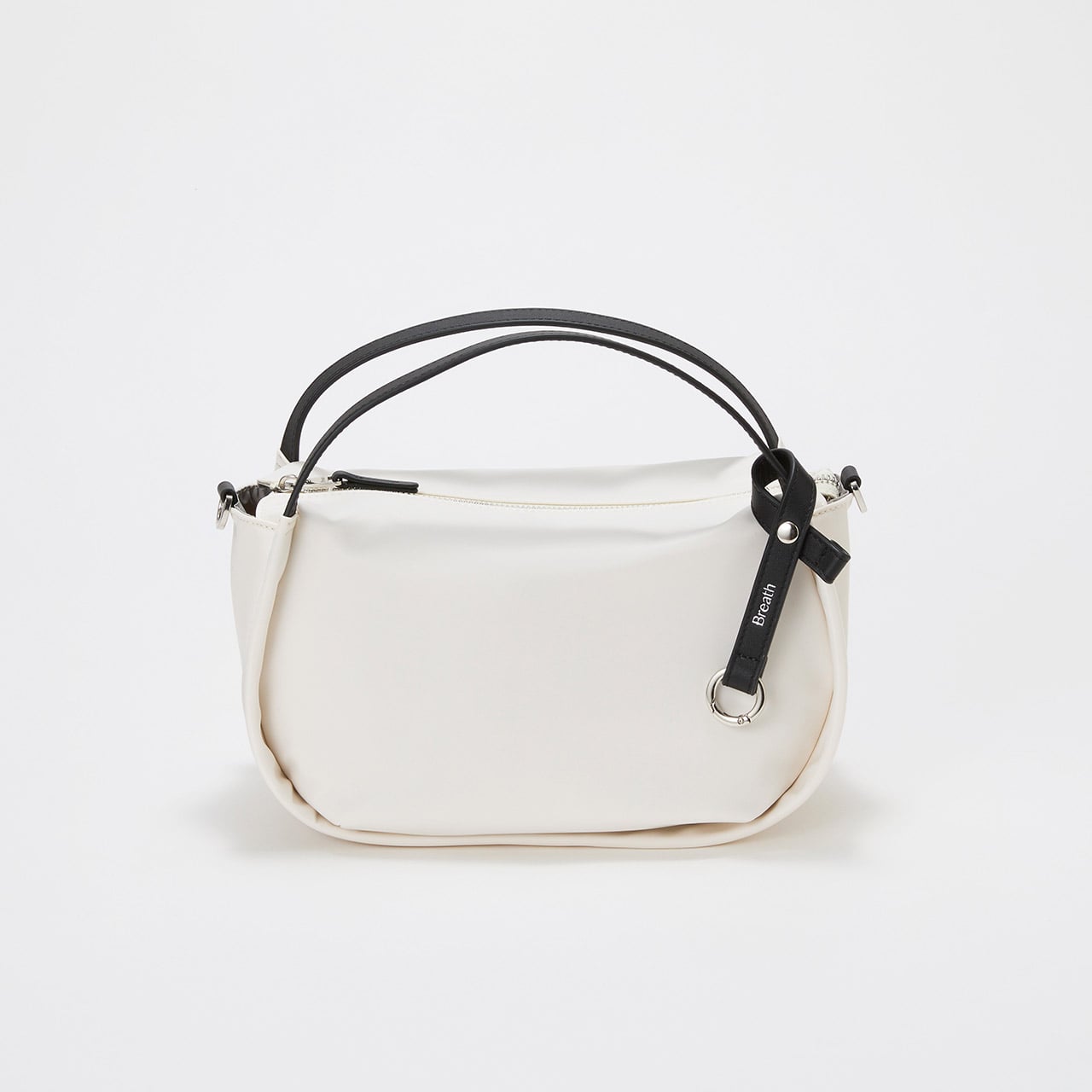 【Breath TOPKAPI】【撥水】ツヤ ナイロン ショルダー付き ラウンド トートバッグ クリーム FREE