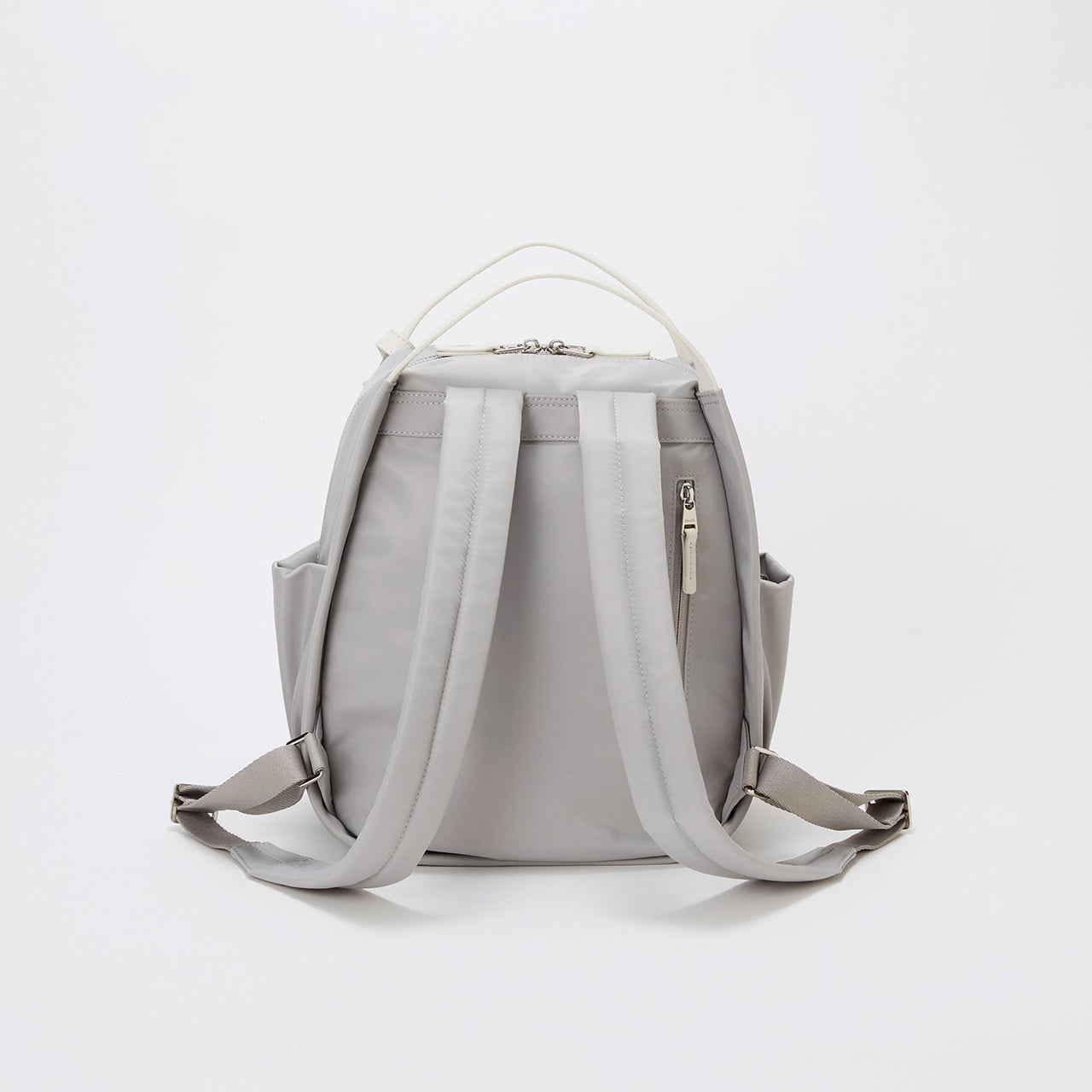 【Breath TOPKAPI】【撥水】ツヤ ナイロン レザーハンドル ミニ リュック ライトグレー FREE