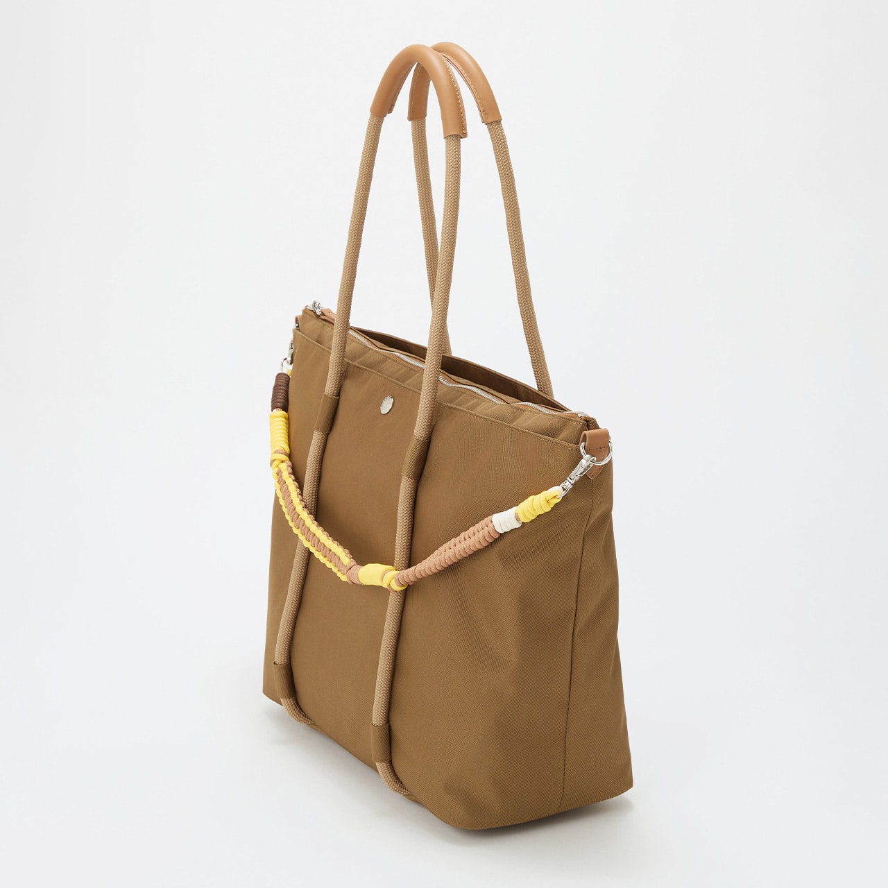 コードチャーム付き ビッグ トートバッグ キャメル FREE