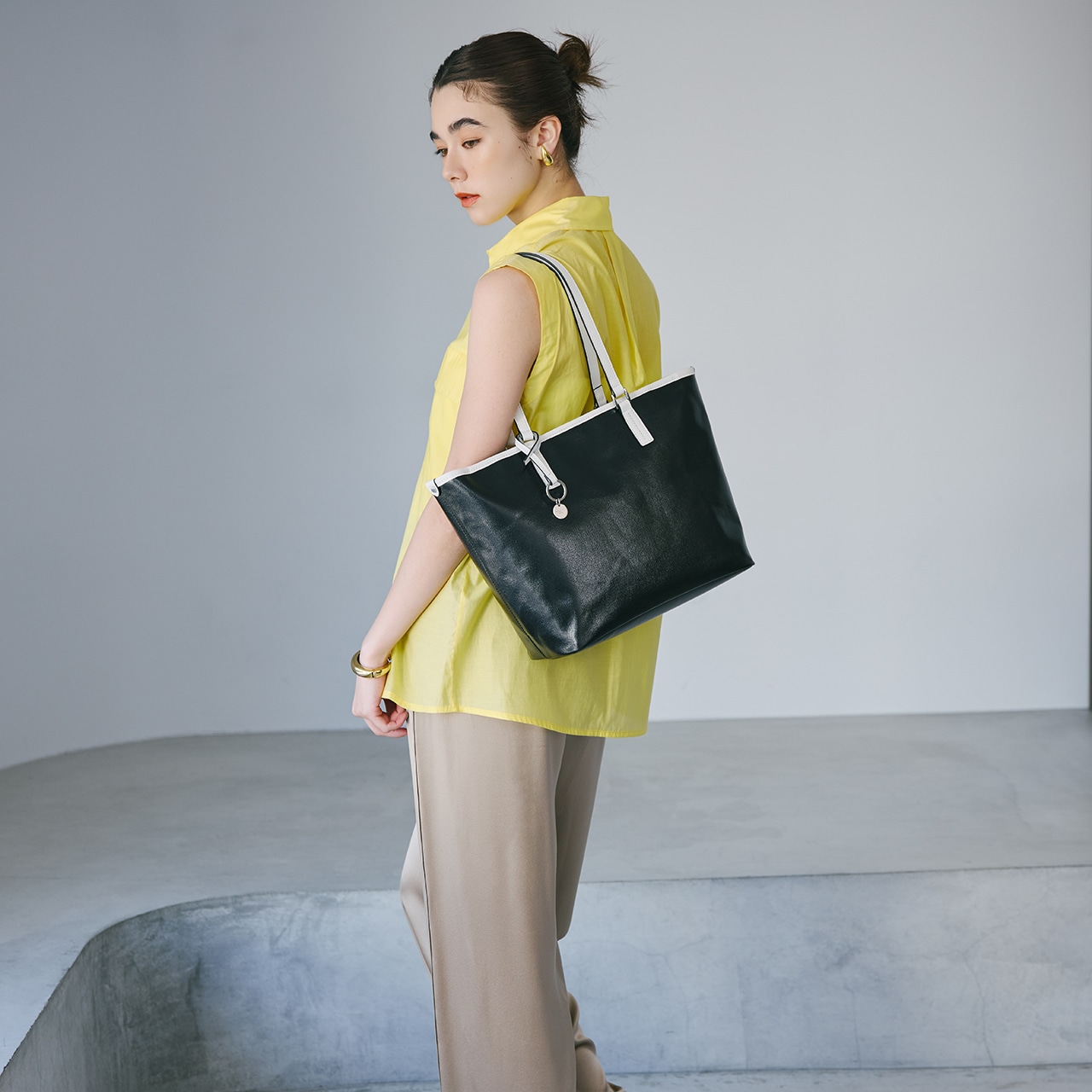 【TREASURE TOPKAPI】PVCコート キャンバス トートバッグ / A4対応 / 撥水 ブラック FREE