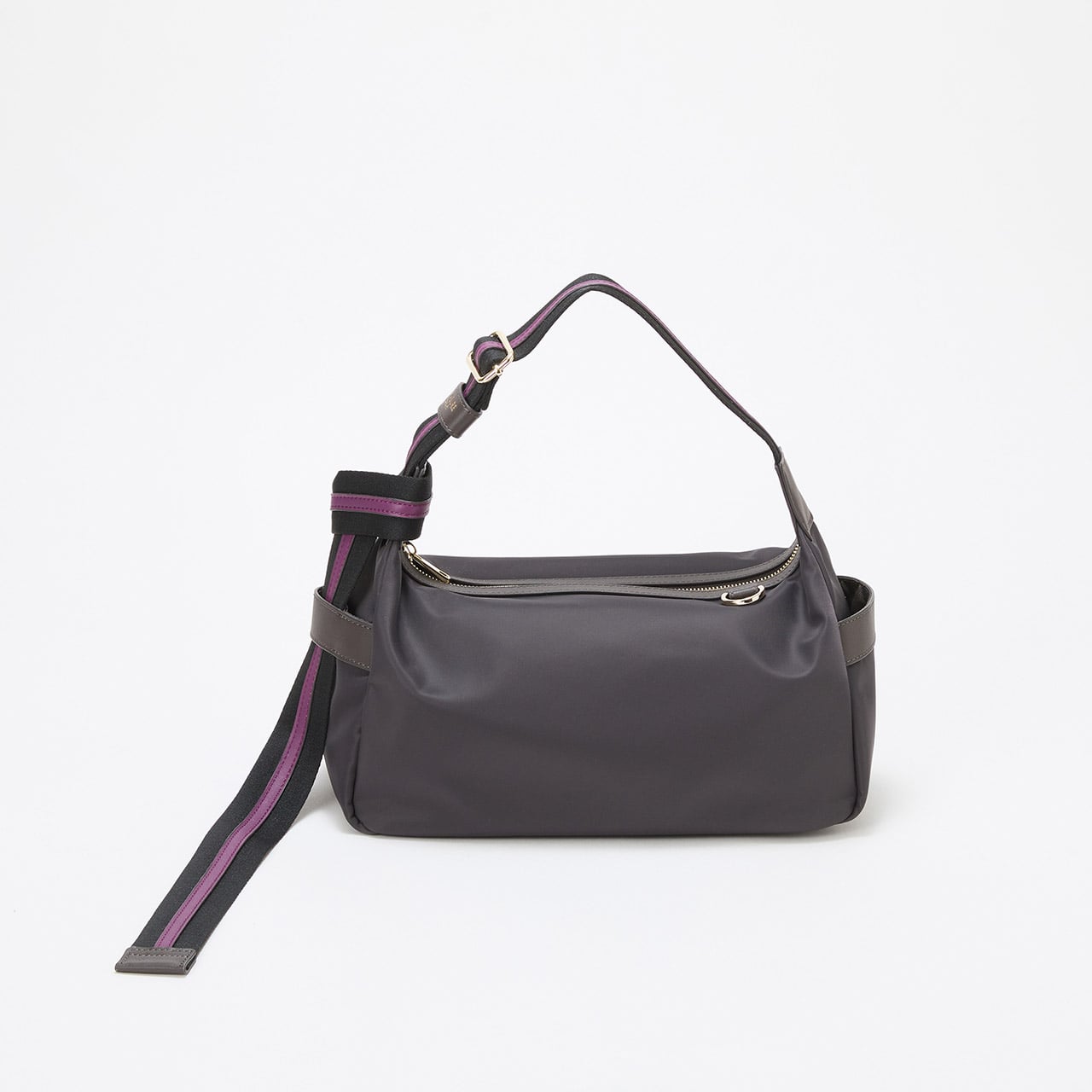 【TREASURE TOPKAPI】ナイロン ストライプ ベルト ショルダー バッグ ミディアムグレー FREE