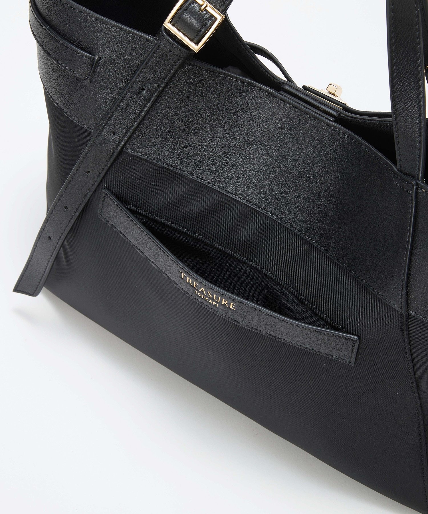 【TREASURE TOPKAPI】ナイロン レザーコンビ 2way トートバッグ A4対応 ブラック FREE