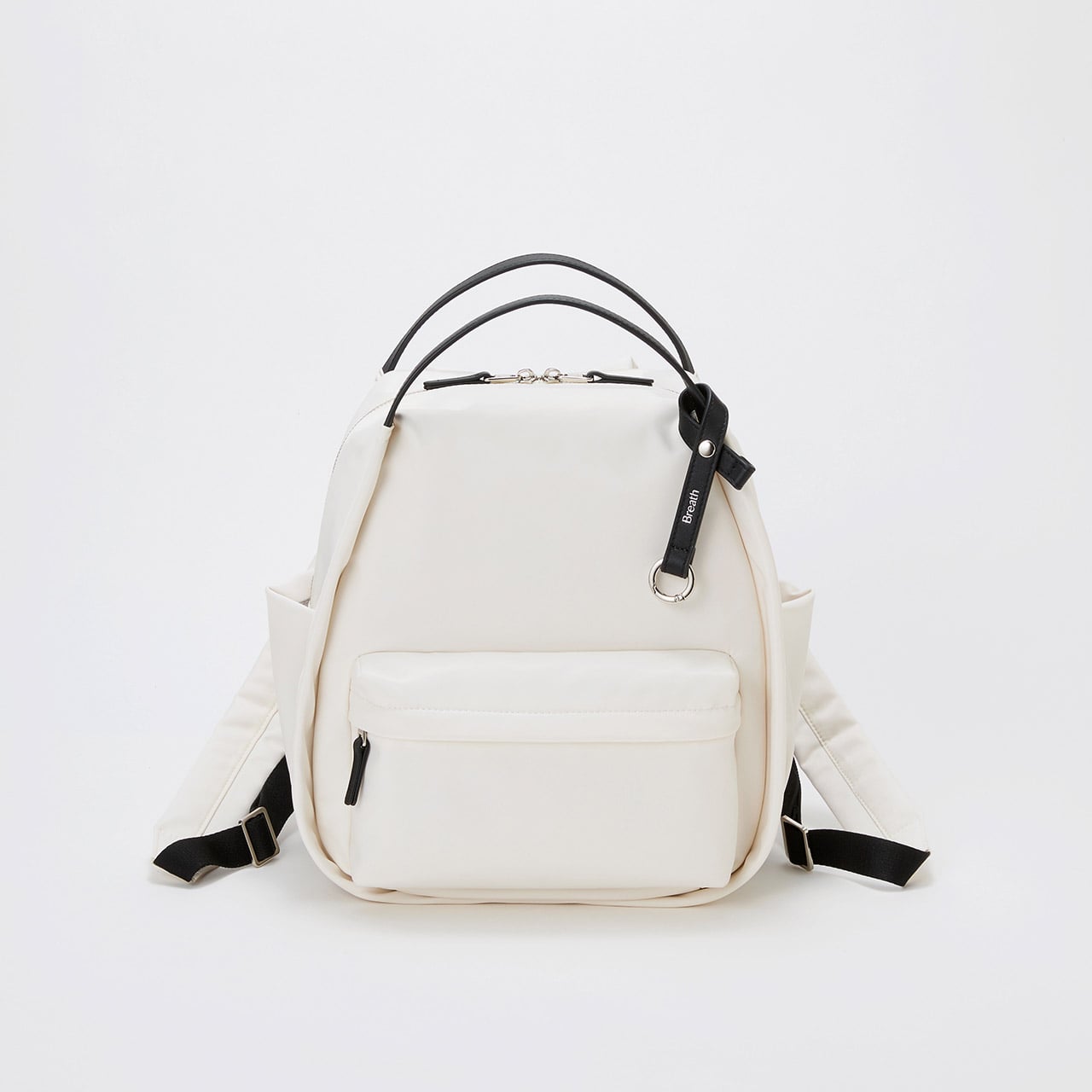 【Breath TOPKAPI】【撥水】ツヤ ナイロン レザーハンドル ミニ リュック クリーム FREE