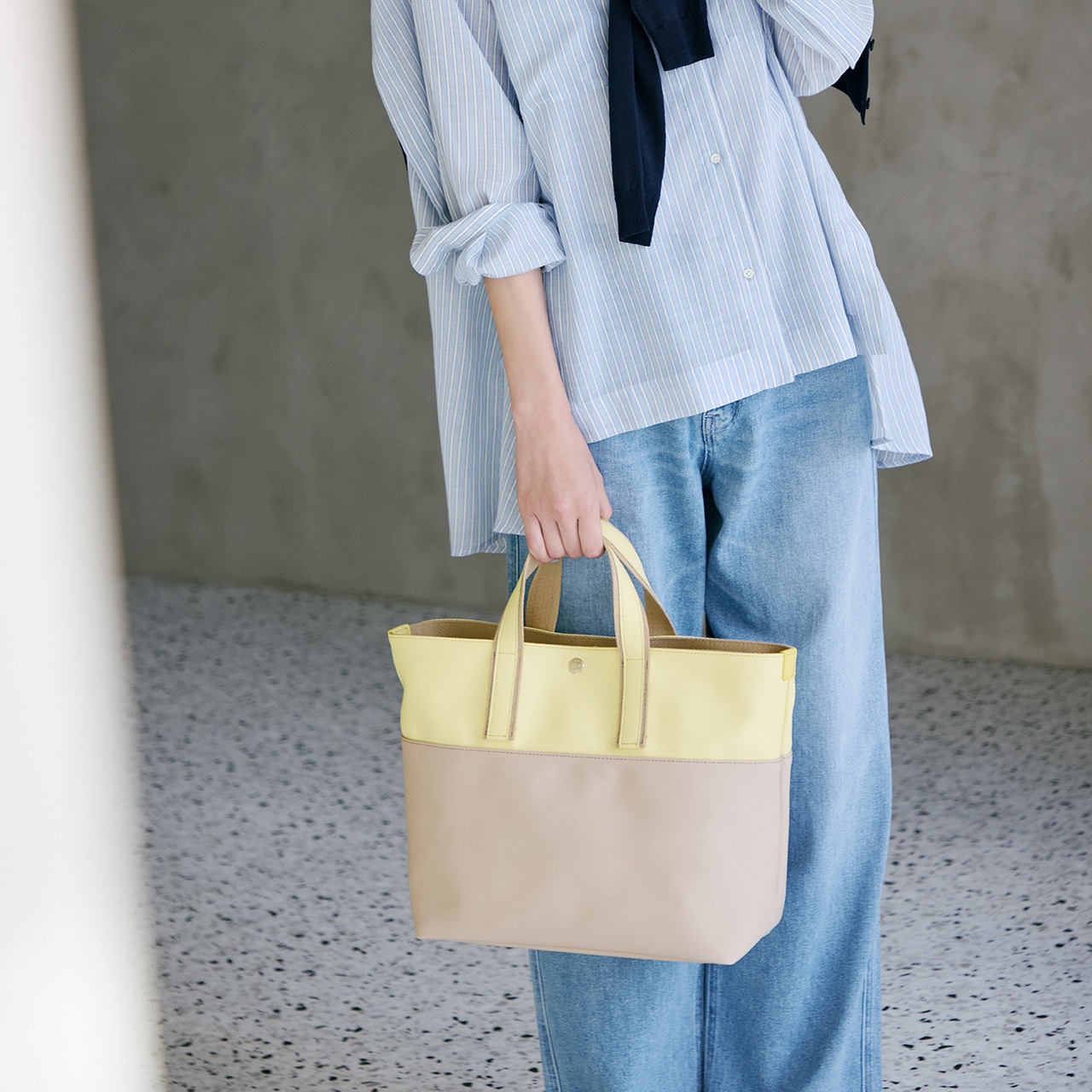 【Breath TOPKAPI】Bright ブライト カラーブロック A4 トートバッグ レモンイエロー FREE