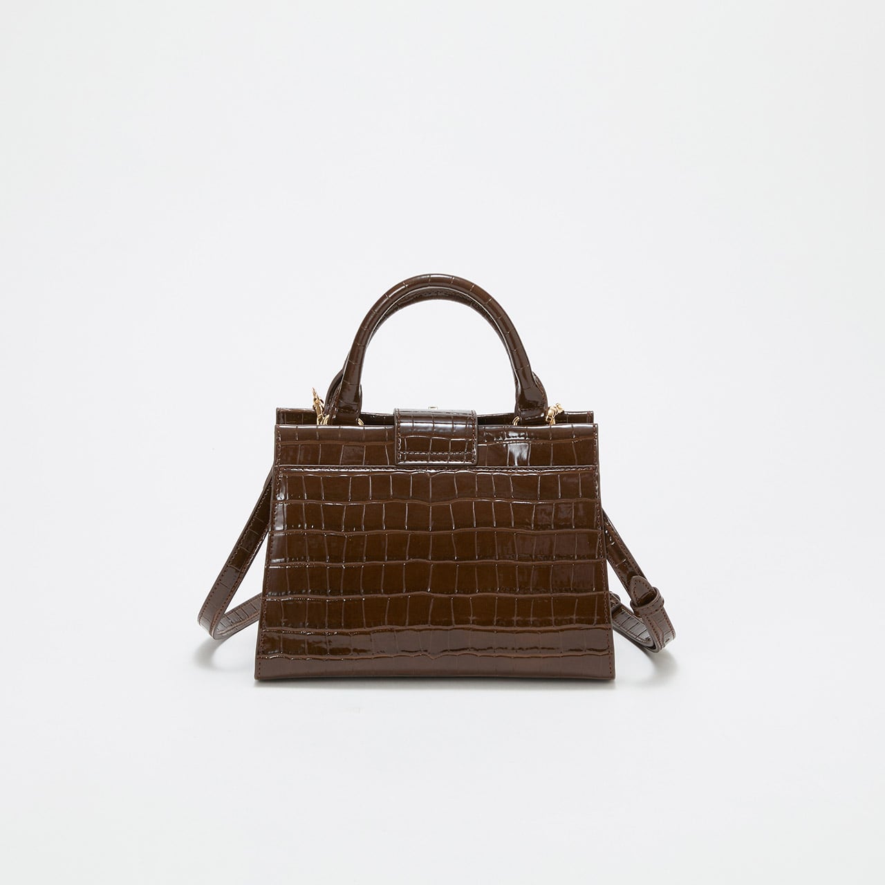 【TREASURE TOPKAPI】クロコ エナメル 2way ハンドバッグ ブラウン FREE