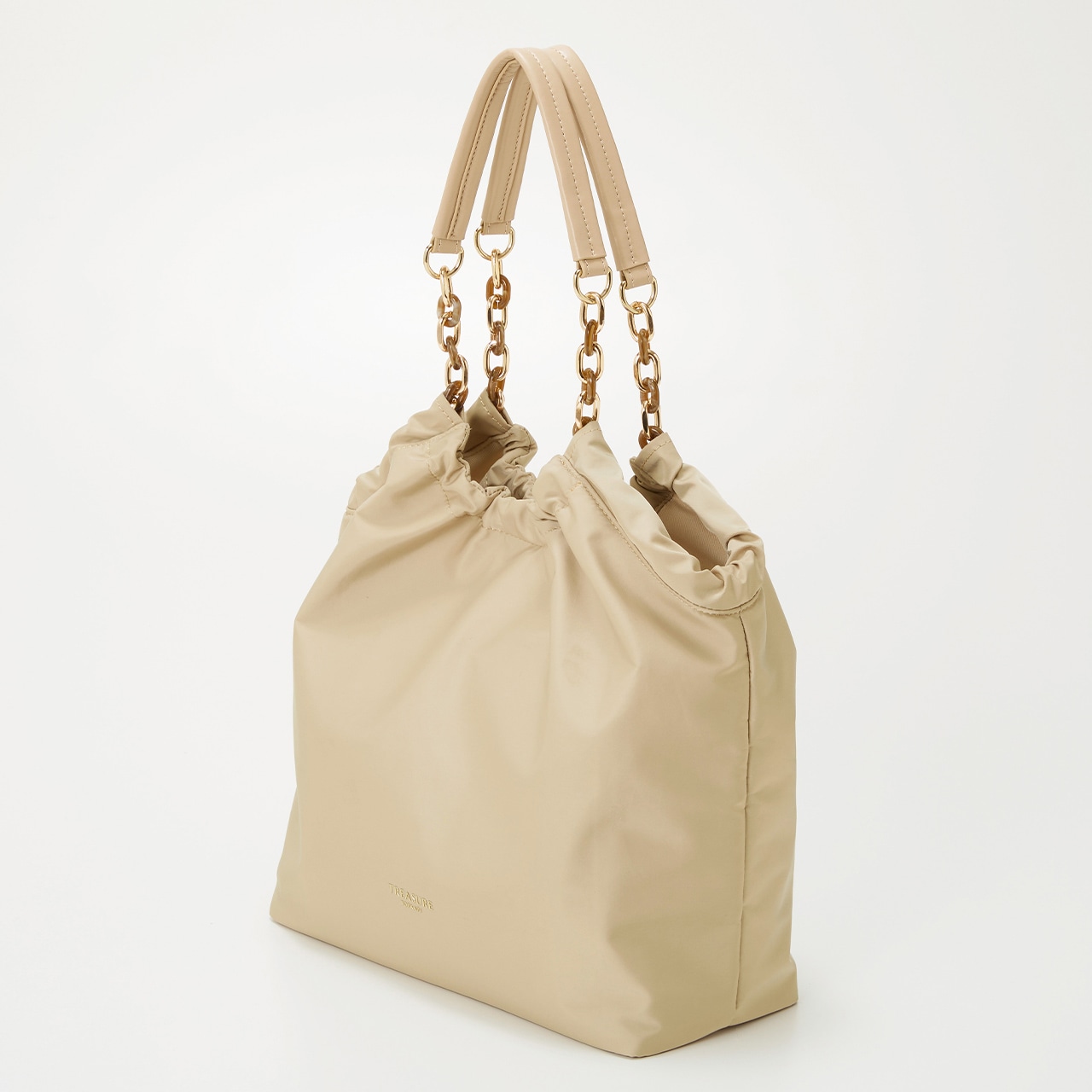 【TREASURE TOPKAPI】コンビチェーン ギャザー ナイロン トートバッグ ベージュ FREE