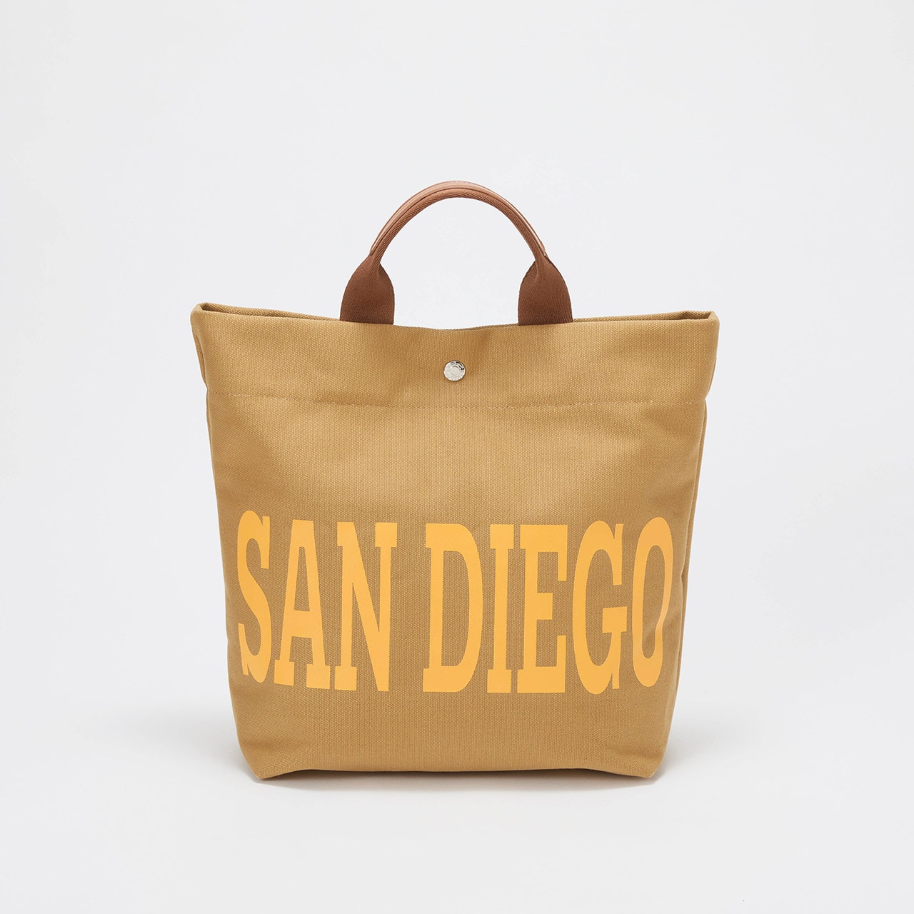 【Breath TOPKAPI】シティ プリント キャンバス スクエアトートバッグ / ショルダー付き ブラウン FREE