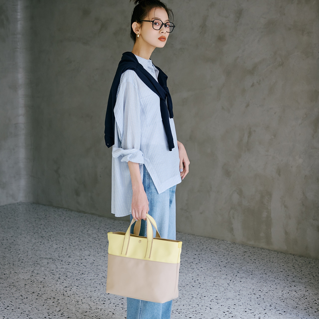 【Breath TOPKAPI】Bright ブライト カラーブロック A4 トートバッグ レモンイエロー FREE