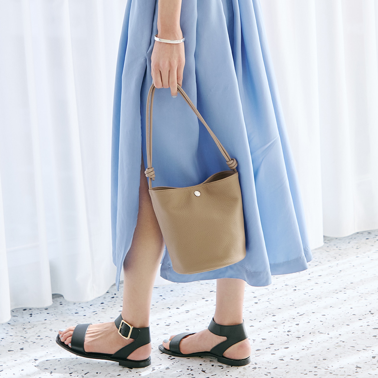 【Breath TOPKAPI】シュリンクレザー ノットハンドル 2way ショルダーバッグ グリーン FREE