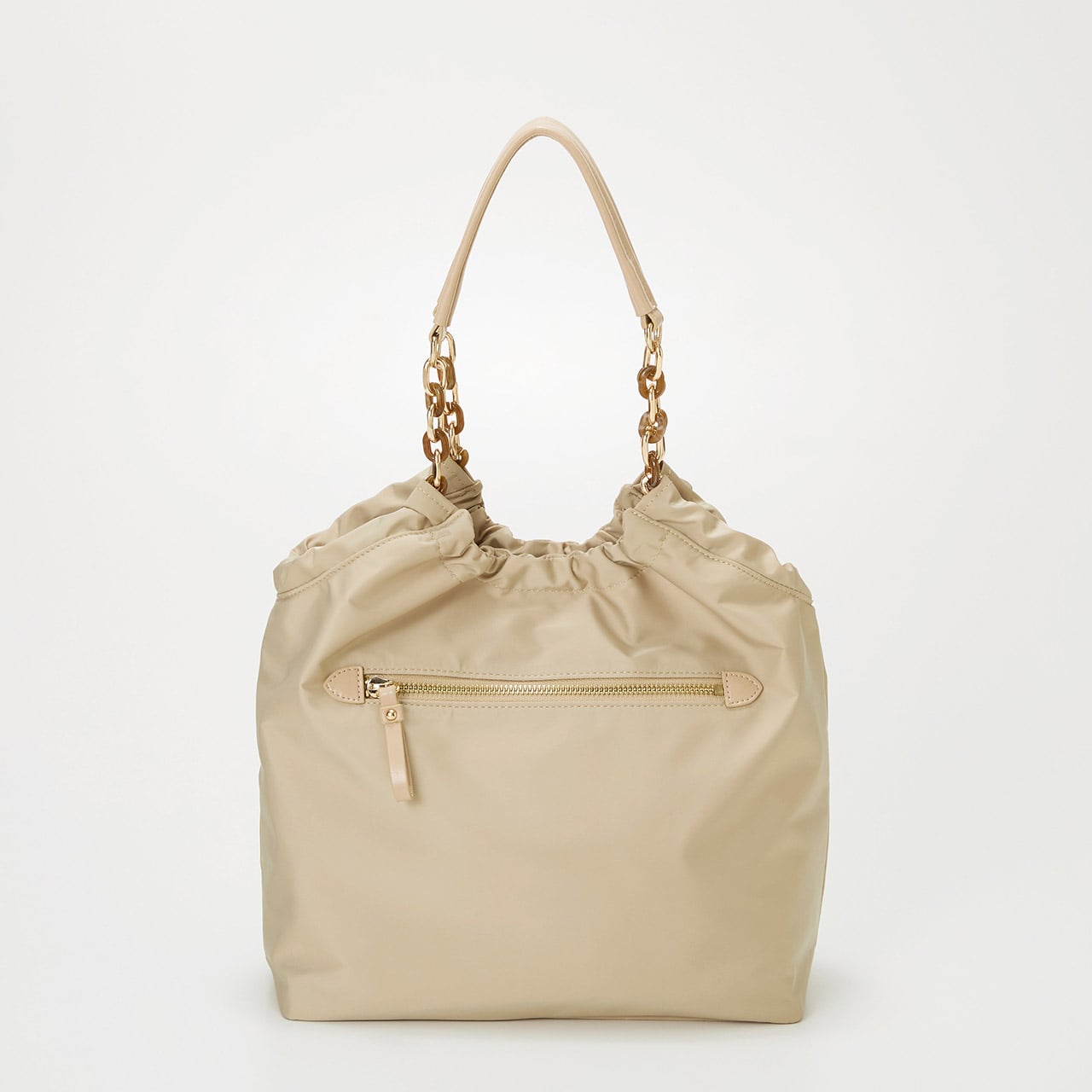 【TREASURE TOPKAPI】コンビチェーン ギャザー ナイロン トートバッグ ベージュ FREE