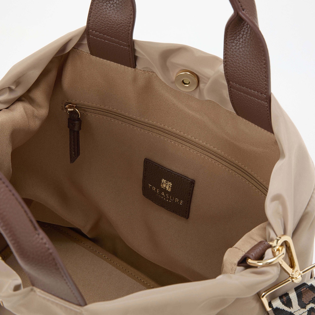 【TREASURE TOPKAPI】ナイロン パターンベルト付き 2way トートバッグ / 8ポケット ベージュ FREE