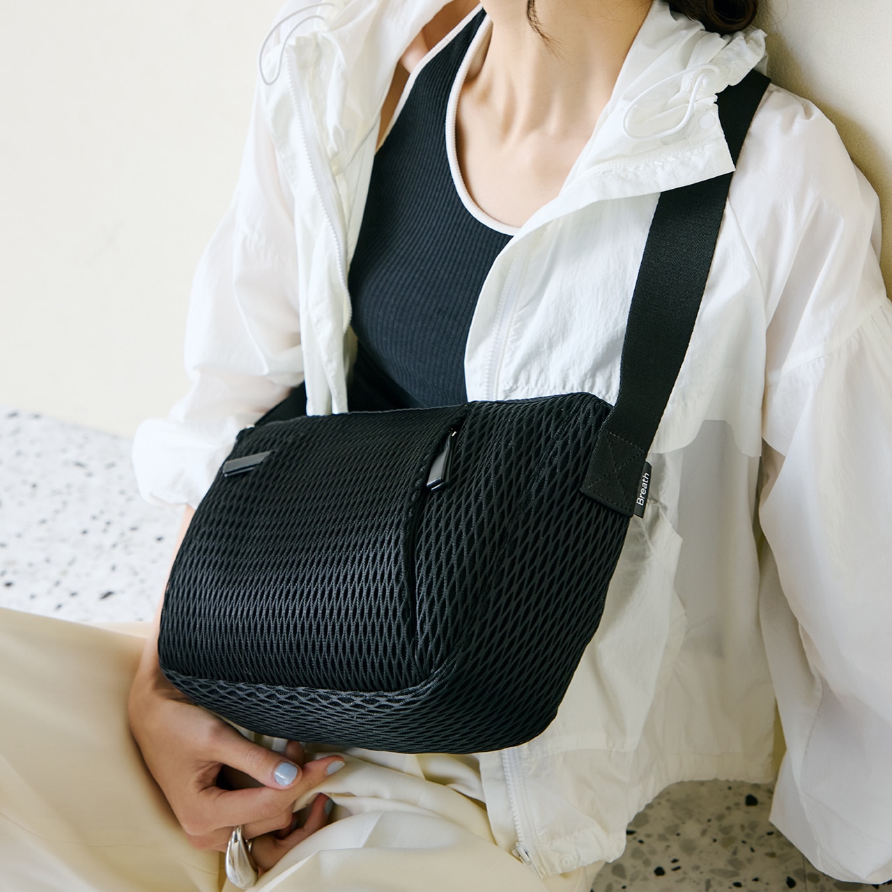【Breath TOPKAPI】ポリメッシュ ショルダーバッグ ホワイト FREE
