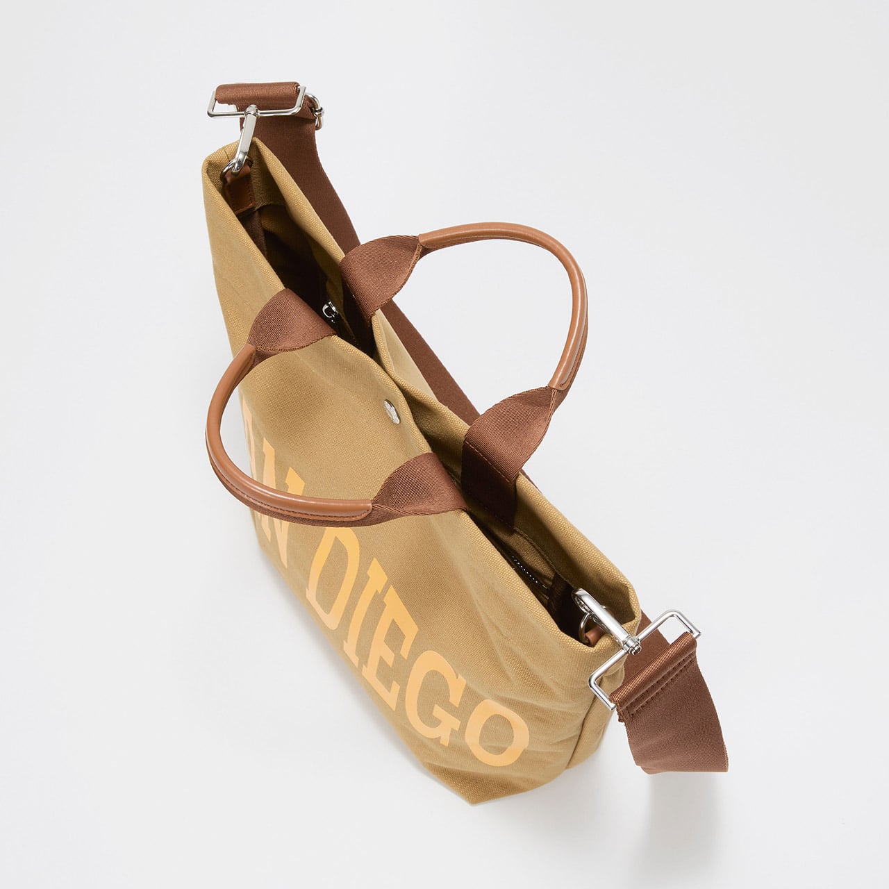 【Breath TOPKAPI】シティ プリント キャンバス スクエアトートバッグ / ショルダー付き ブラウン FREE