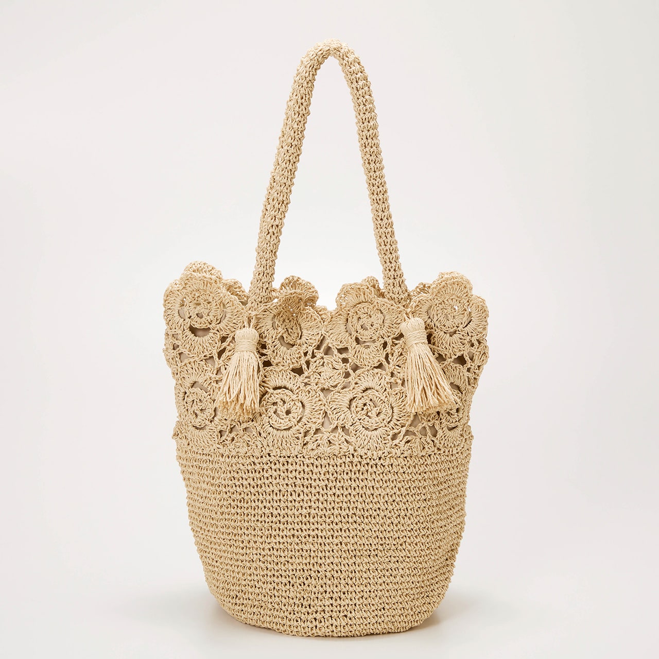 【TREASURE TOPKAPI】フラワーモチーフ ペーパー トートバッグ ベージュ FREE