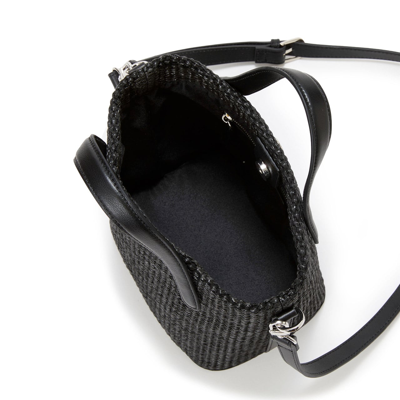 【Breath TOPKAPI】レザーハンドル ショルダー付き トート カゴバッグ ホワイト FREE