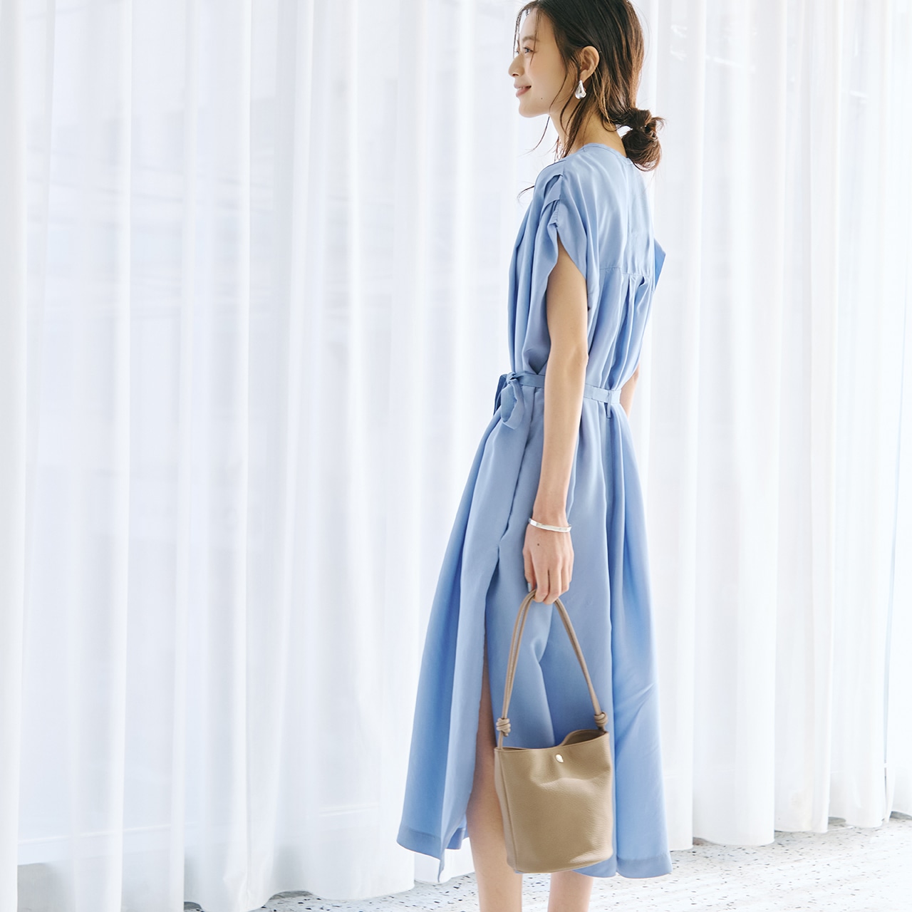 【Breath TOPKAPI】シュリンクレザー ノットハンドル 2way ショルダーバッグ グリーン FREE