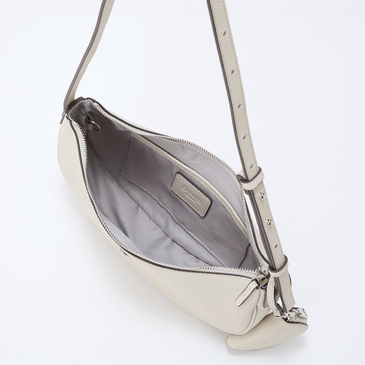 シュリンクレザー ハーフムーン ショルダーバッグ / チャーム付き オフ FREE