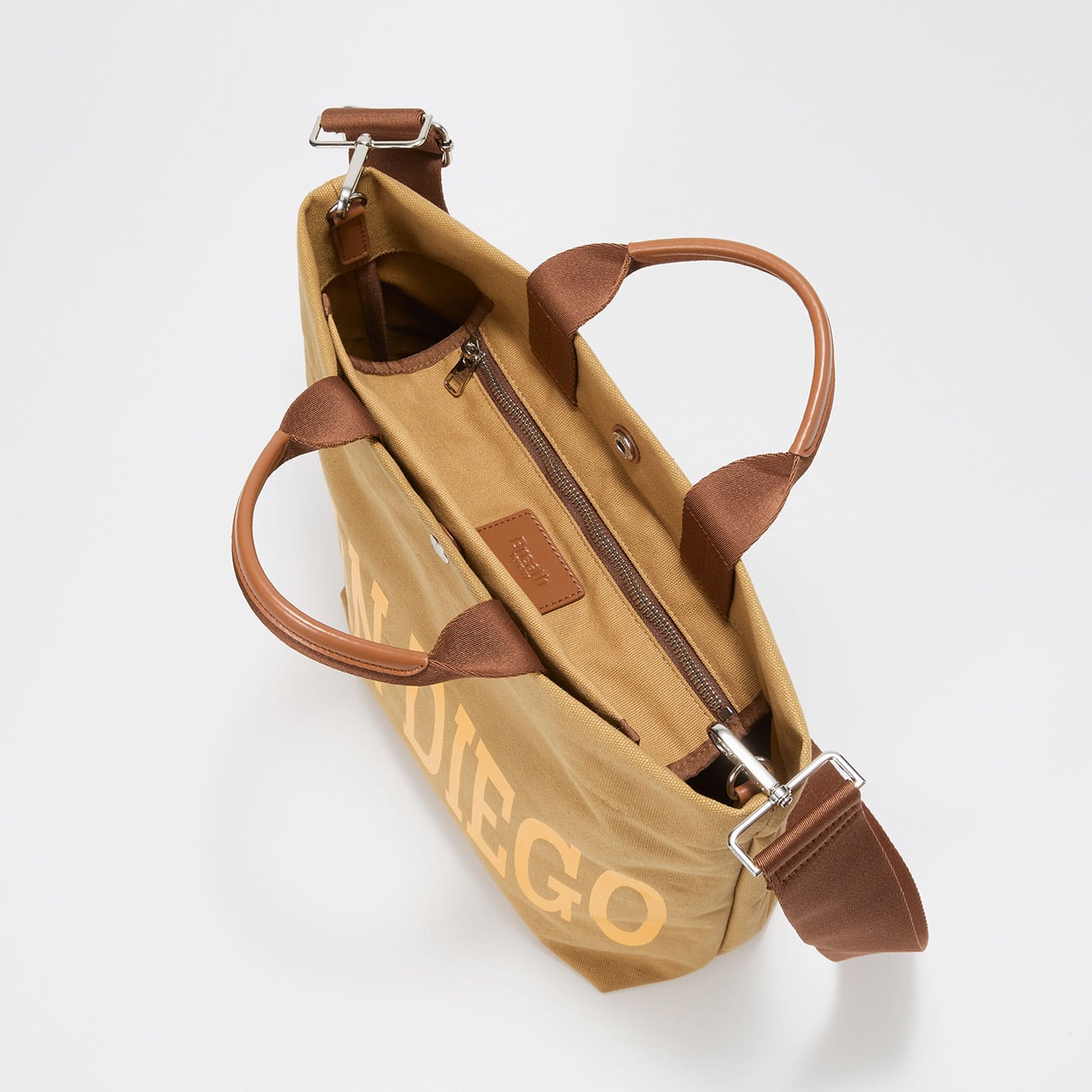 【Breath TOPKAPI】シティ プリント キャンバス スクエアトートバッグ / ショルダー付き ブラウン FREE