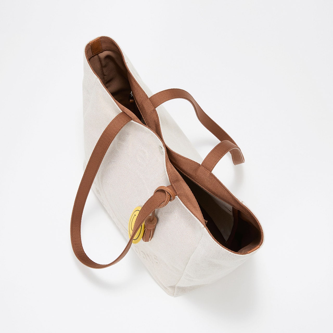 【Breath TOPKAPI】SMILE COLLECTION エンボス スマイル ビッグ トートバッグ /スマイルチャーム付き ベージュ FREE