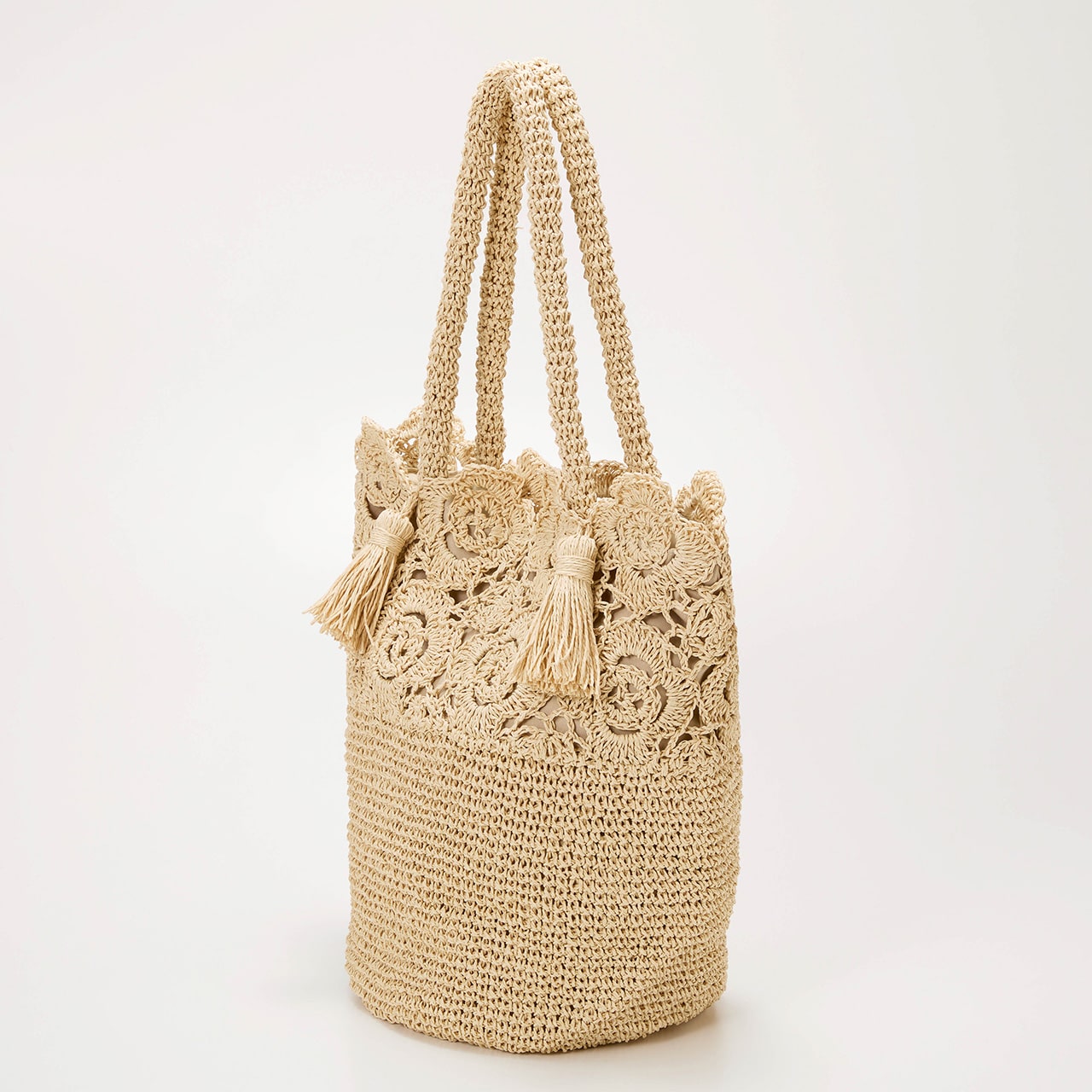 【TREASURE TOPKAPI】フラワーモチーフ ペーパー トートバッグ ベージュ FREE