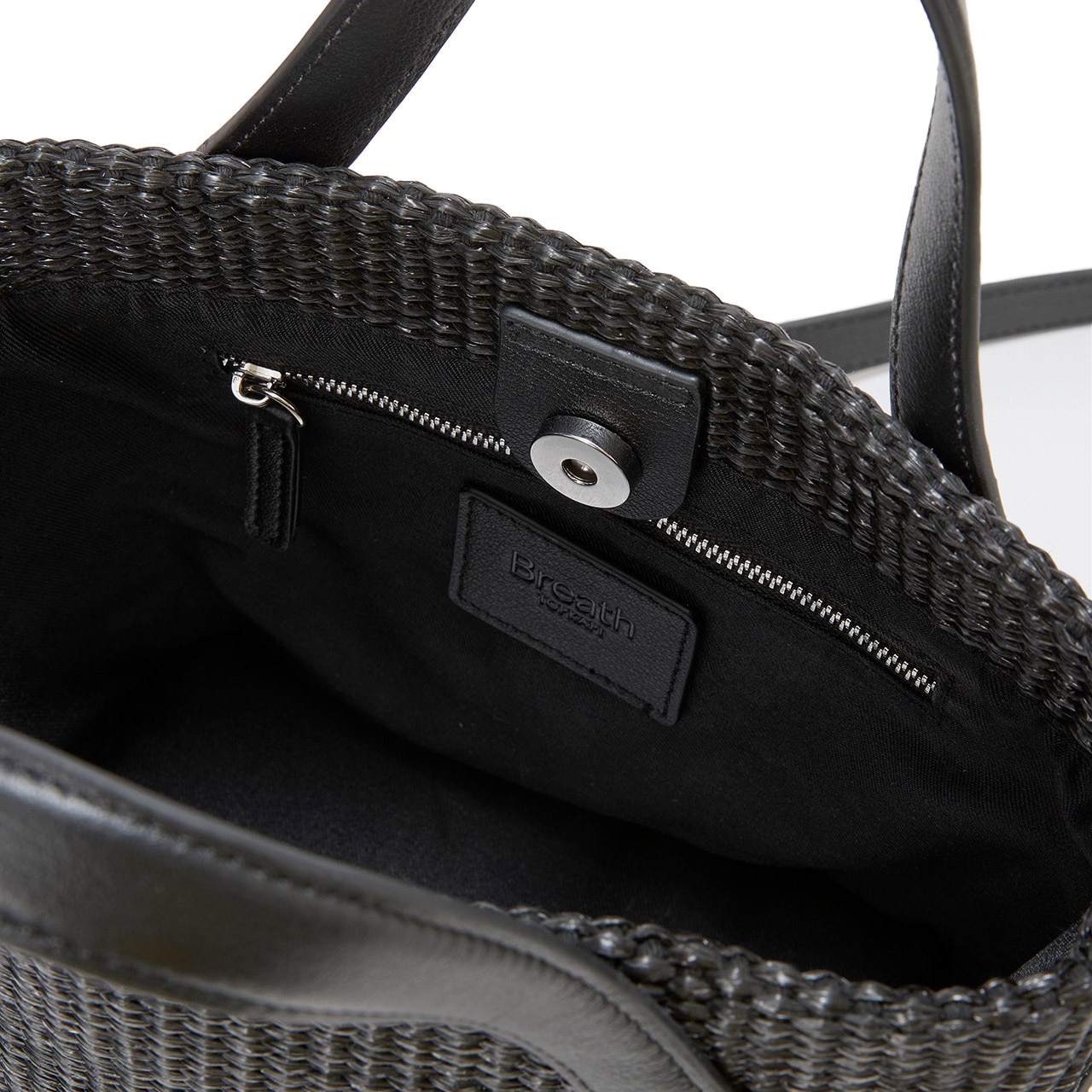 【Breath TOPKAPI】レザーハンドル ショルダー付き トート カゴバッグ ホワイト FREE