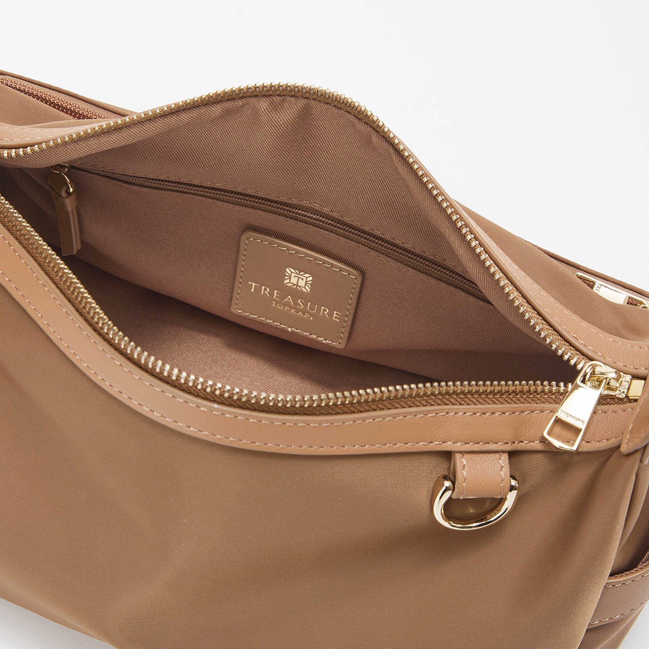【TREASURE TOPKAPI】ナイロン ストライプ ベルト ショルダー バッグ キャメル FREE