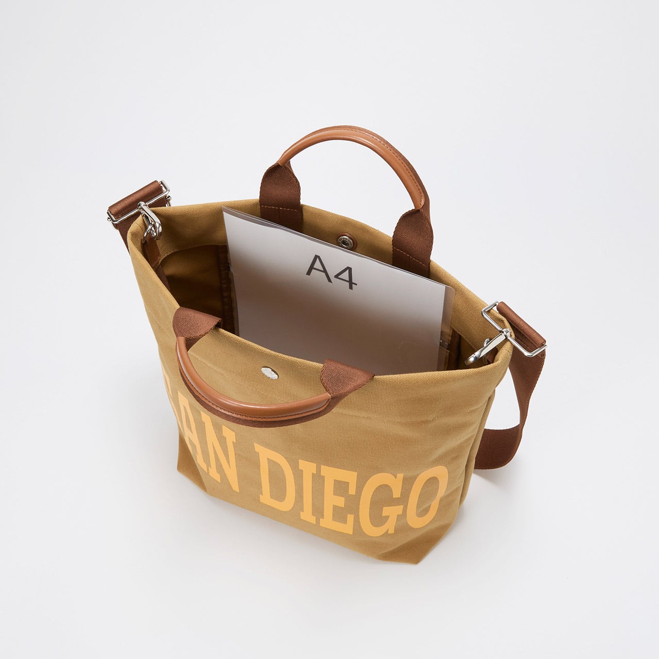 【Breath TOPKAPI】シティ プリント キャンバス スクエアトートバッグ / ショルダー付き ブラウン FREE