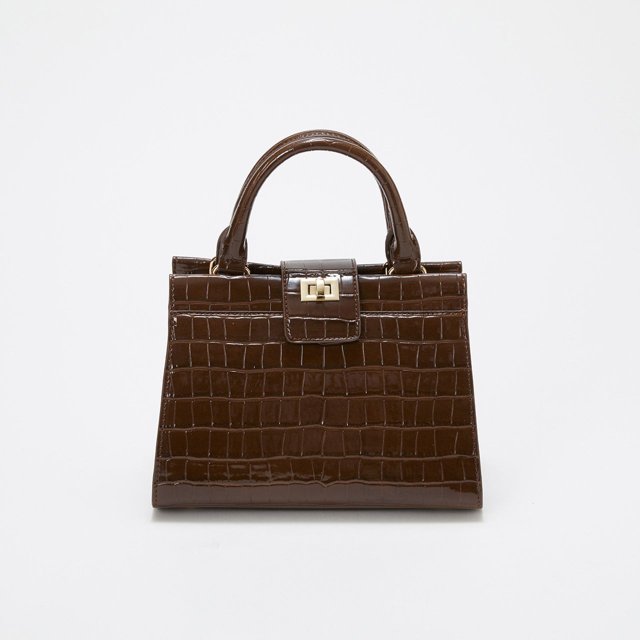 【TREASURE TOPKAPI】クロコ エナメル 2way ハンドバッグ ブラウン FREE