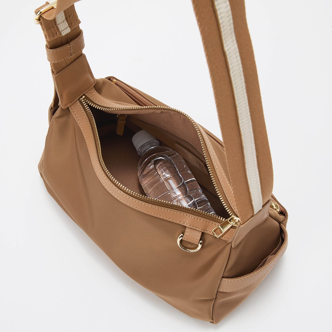 【TREASURE TOPKAPI】ナイロン ストライプ ベルト ショルダー バッグ キャメル FREE