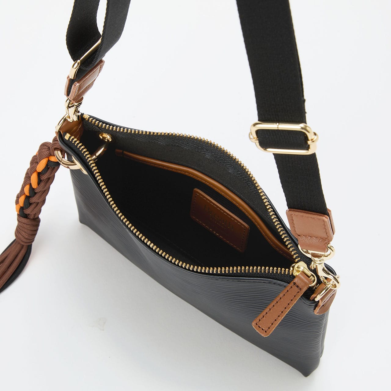 RIPPLE リプル コードチャーム付き ミニ ショルダーバッグ ブラック FREE