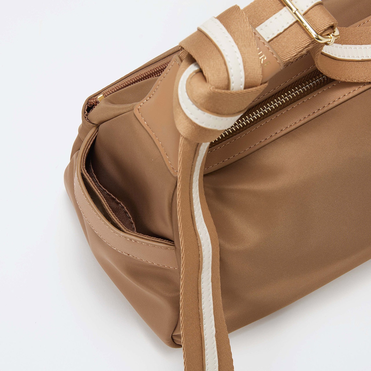 【TREASURE TOPKAPI】ナイロン ストライプ ベルト ショルダー バッグ キャメル FREE