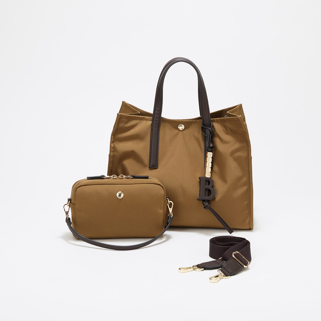 撥水 マルチway スクエア A4 トートバッグ / 10ポケット キャメル FREE