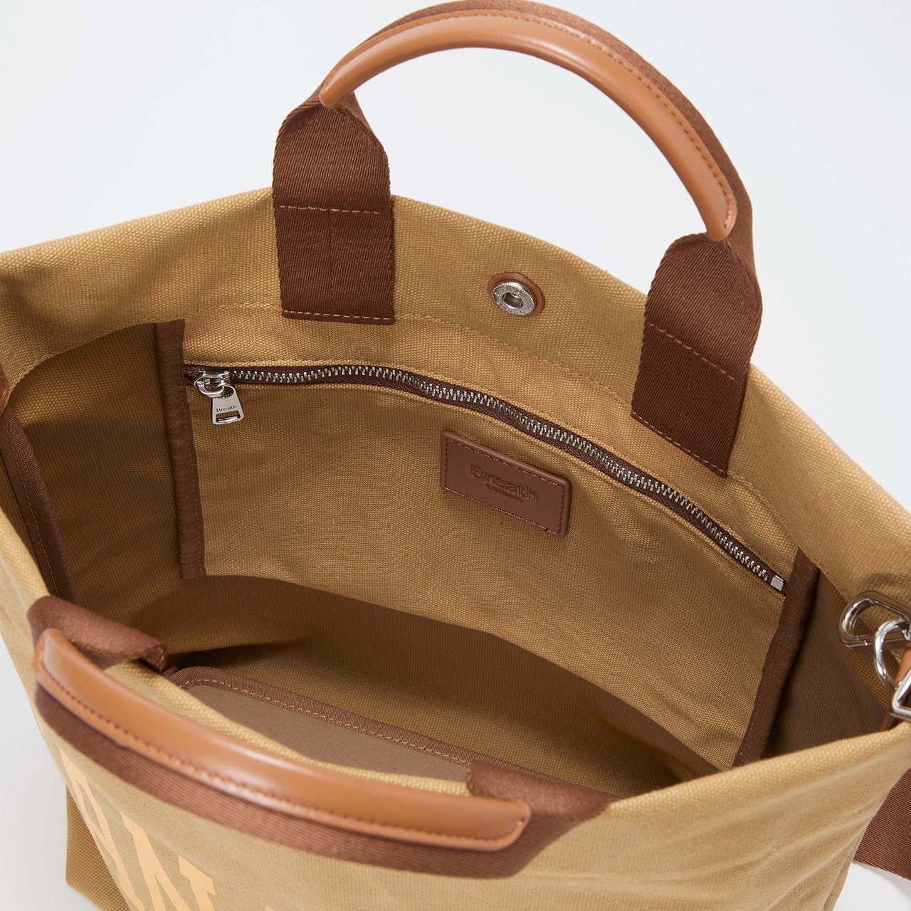 【Breath TOPKAPI】シティ プリント キャンバス スクエアトートバッグ / ショルダー付き ブラウン FREE