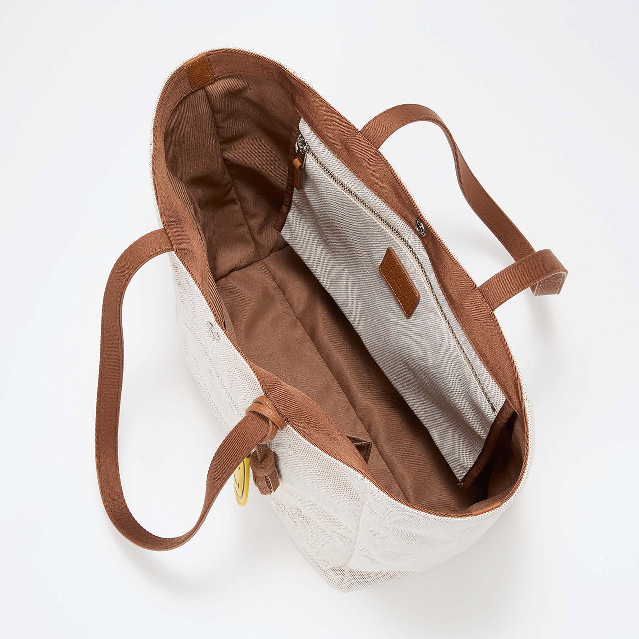 【Breath TOPKAPI】SMILE COLLECTION エンボス スマイル ビッグ トートバッグ /スマイルチャーム付き ベージュ FREE