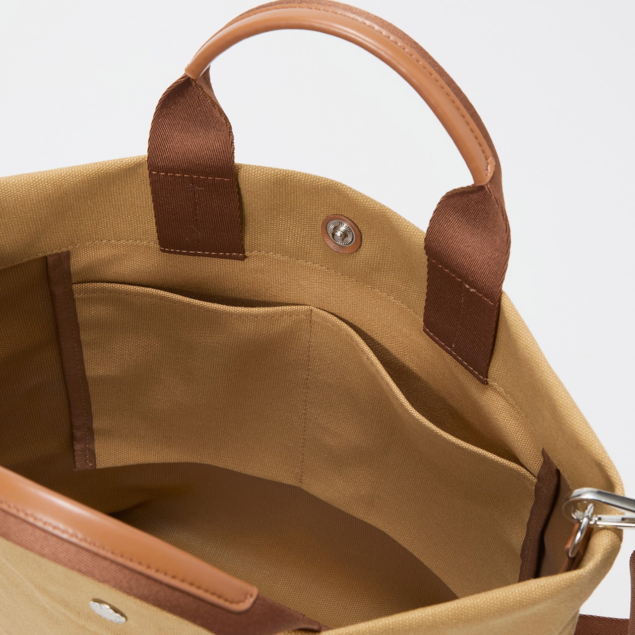 【Breath TOPKAPI】シティ プリント キャンバス スクエアトートバッグ / ショルダー付き ブラウン FREE