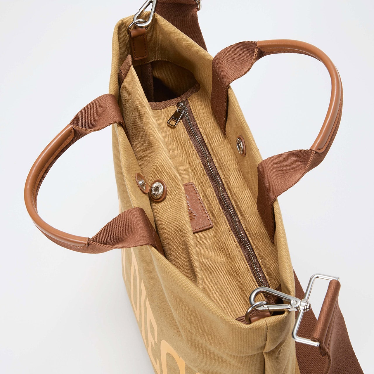 【Breath TOPKAPI】シティ プリント キャンバス スクエアトートバッグ / ショルダー付き ブラウン FREE