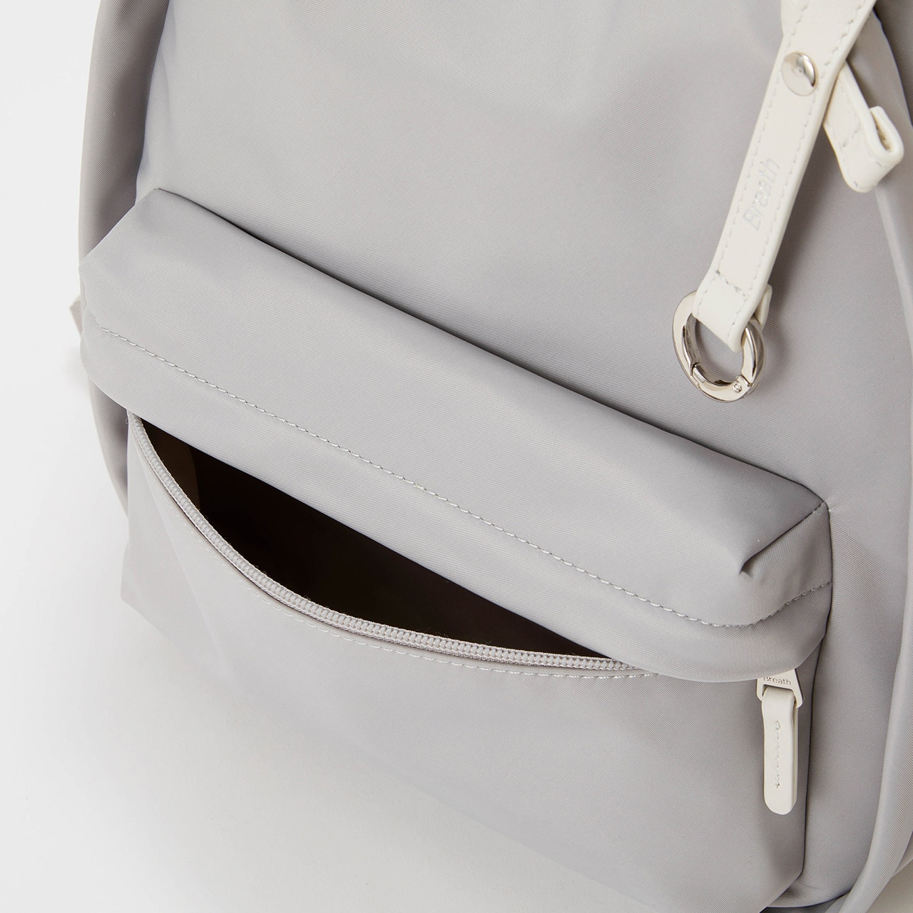 【Breath TOPKAPI】【撥水】ツヤ ナイロン レザーハンドル ミニ リュック ライトグレー FREE