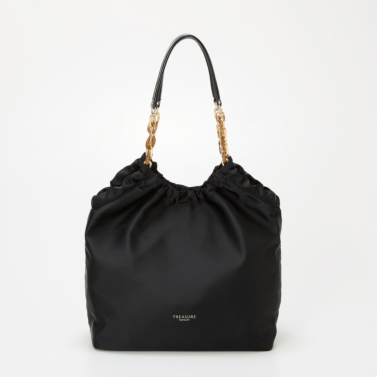【TREASURE TOPKAPI】コンビチェーン ギャザー ナイロン トートバッグ ブラック FREE