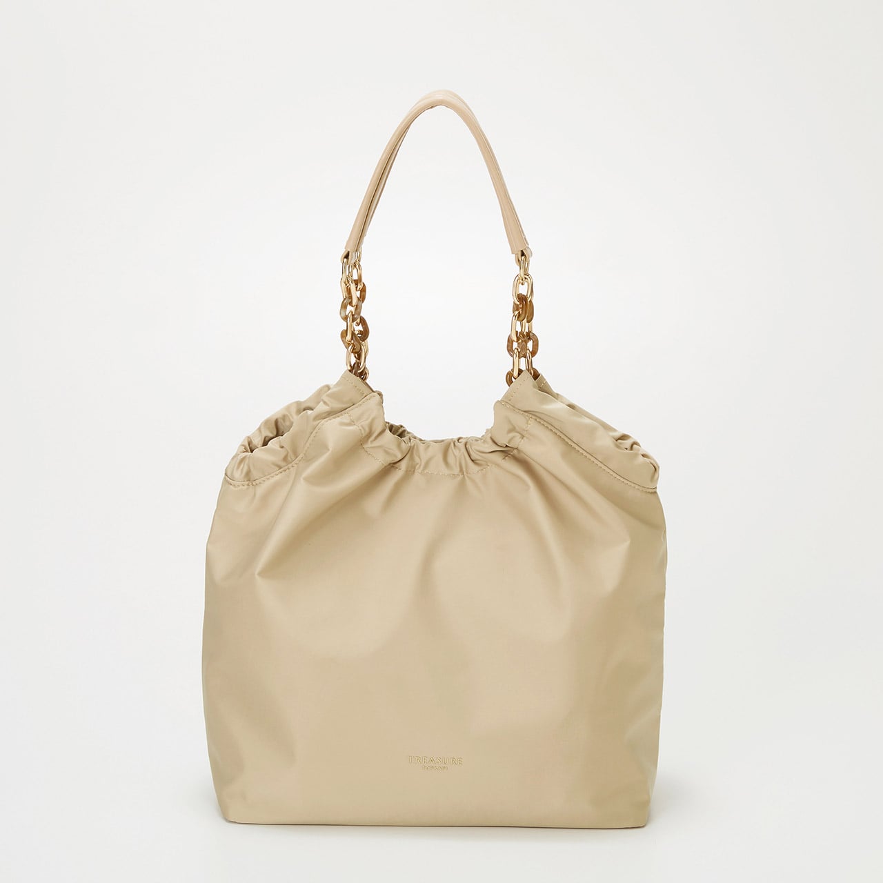【TREASURE TOPKAPI】コンビチェーン ギャザー ナイロン トートバッグ ベージュ FREE